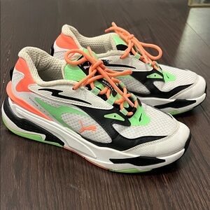 Puma Sneakers - White, Green, and Orange